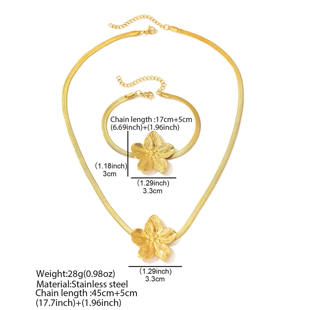 Stainless Steel Jewelry Set Exquisite Light Luxury Flower Pendant Minimalist Jewelry Set For Women Jewelry Party Gift Daily Wear