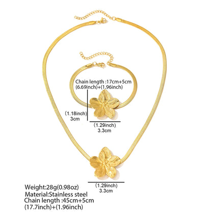 Stainless Steel Jewelry Set Exquisite Light Luxury Flower Pendant Minimalist Jewelry Set For Women Jewelry Party Gift Daily Wear