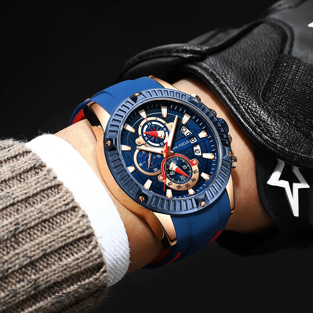 Top Brand MINI FOCUS Watch for Men Waterproof Silicone Strap Quartz Chronograph Male Wristwatches Luminous Relogio Masculino