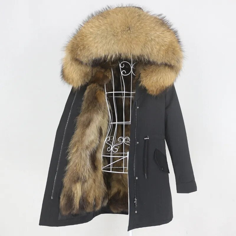 OFTBUY 2023 Long Waterproof Parka Real Fur Coat Winter Jacket Women Hood Natural Raccoon Fox Fur Outerwear Streetwear Detachable