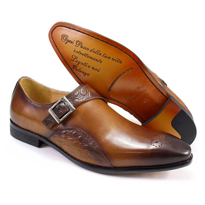 Luxury Men's Monk Strap Wedding Dress Shoes Alligator Print Genuine Calf Leather Handmade Business Office Formal Shoes for Men