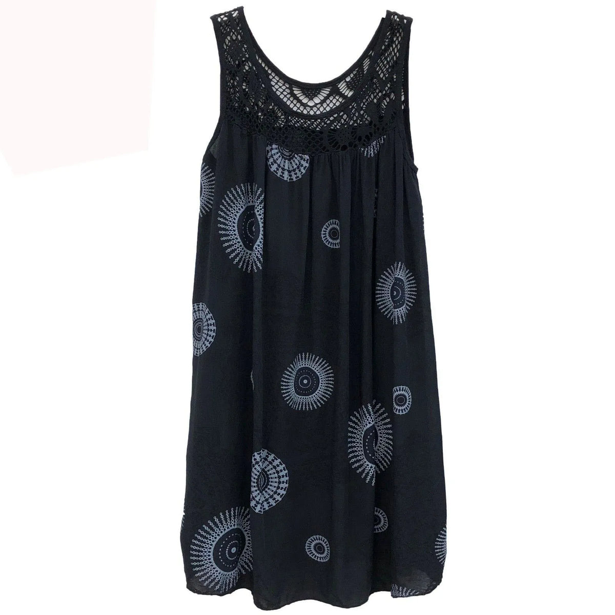 Damenbekleidung Sommer ärmelloses Trägerkleid Spitzenmuster ärmellos großer Schwung lockeres sexy Kleid langer Rock Übergröße
