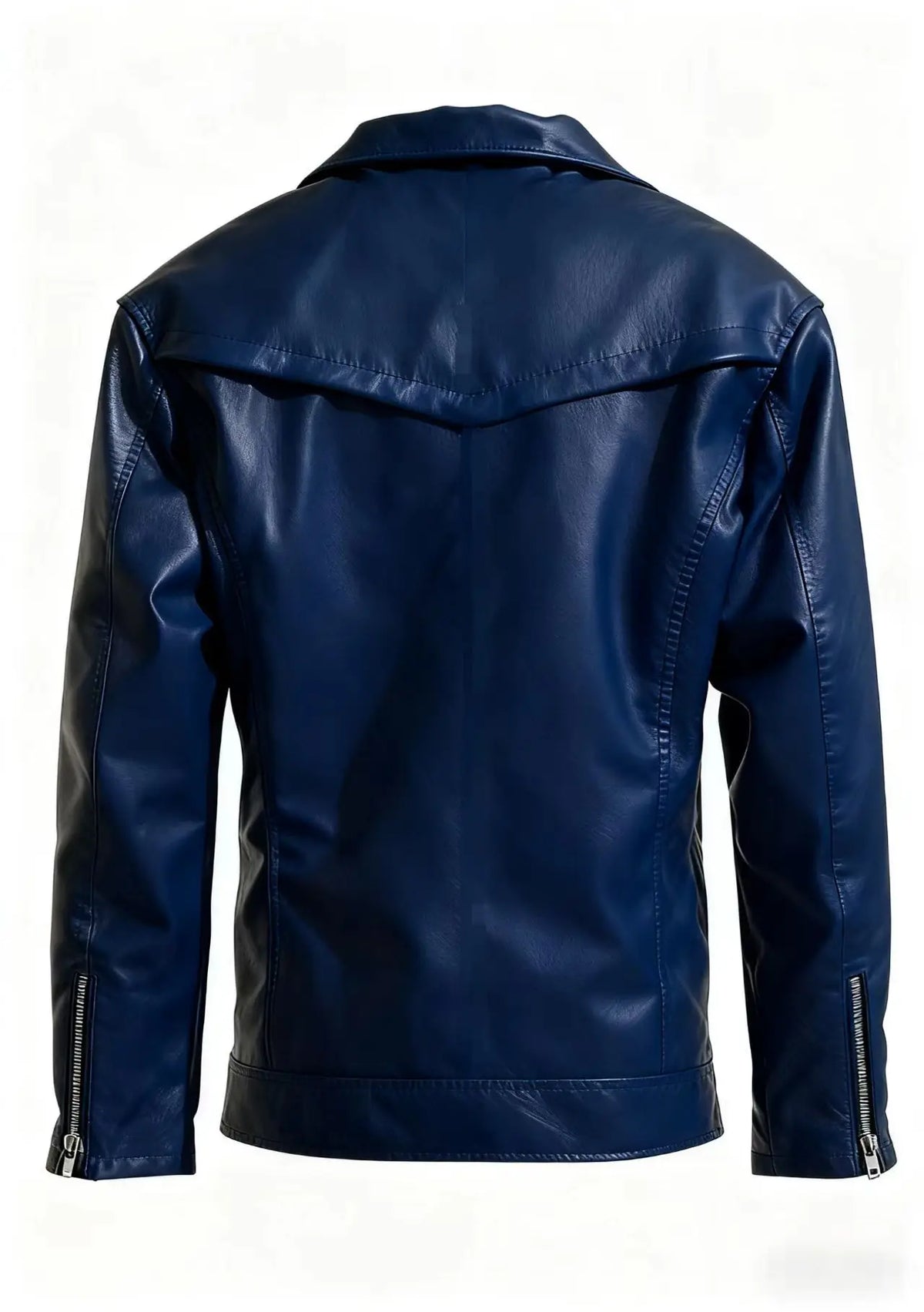 Winter and Autumn Men's Oversized Button-down PU Leather Coat with Multiple Zippers Polo Jacket, with Many Zippers