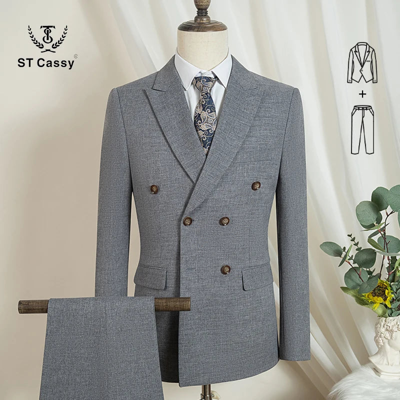 ST Cassy Elegant Man Suit 2 piece set Modern Wedding Party outfit Suits for Men Stylish Business office suit banquet attire
