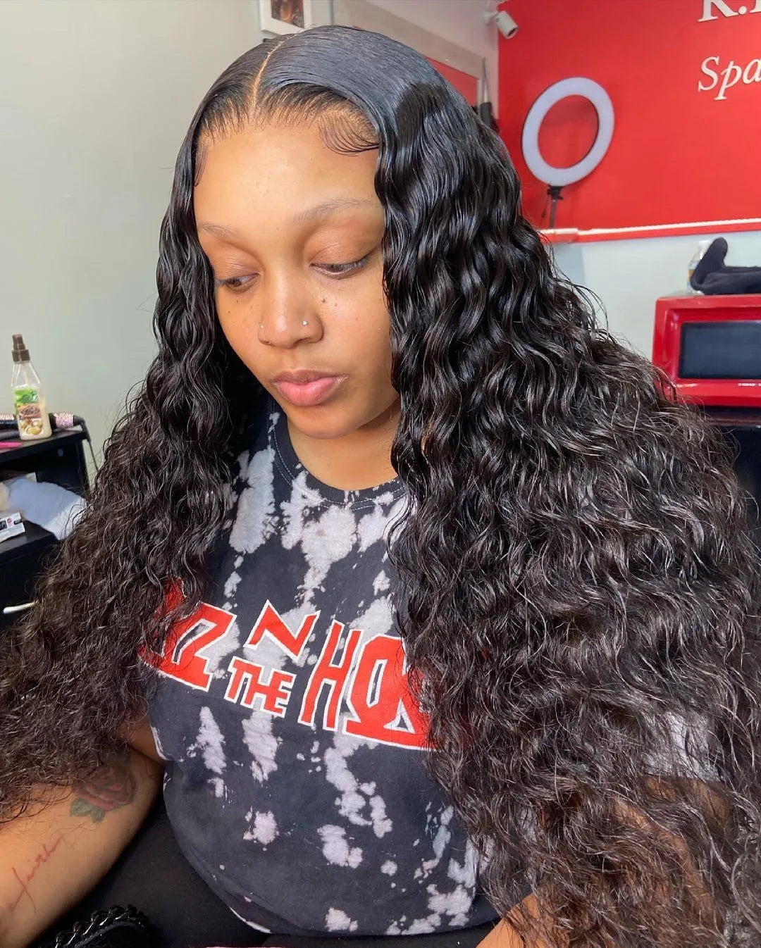 300% High Density Loose Deep Wave 40 46 50 Inch 13x6 13x4 HD Lace Frontal Human Hair Wig Brazilian 360 Full Curly Wigs For Women