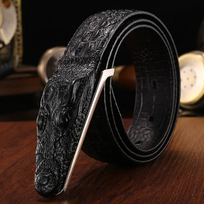 Fashion 3D Alligator Crocodile Shape Cow Leather Belt For Men Coffee Black Mens Belts Luxury Designer Belts Men High Quality B2