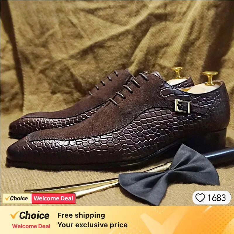Italian Handmade Men's Oxford Shoes Real Calf Leather Black Brown Classic Brogue Business Wedding Dress Shoes For Men 2026 New