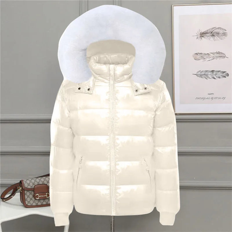 Autumn Jacket for Woman 2024 New Fashion Coat Female Glossy Waterproof Winter Hooded Jacket Plus Size 6XL Down Parkas Snow Wear