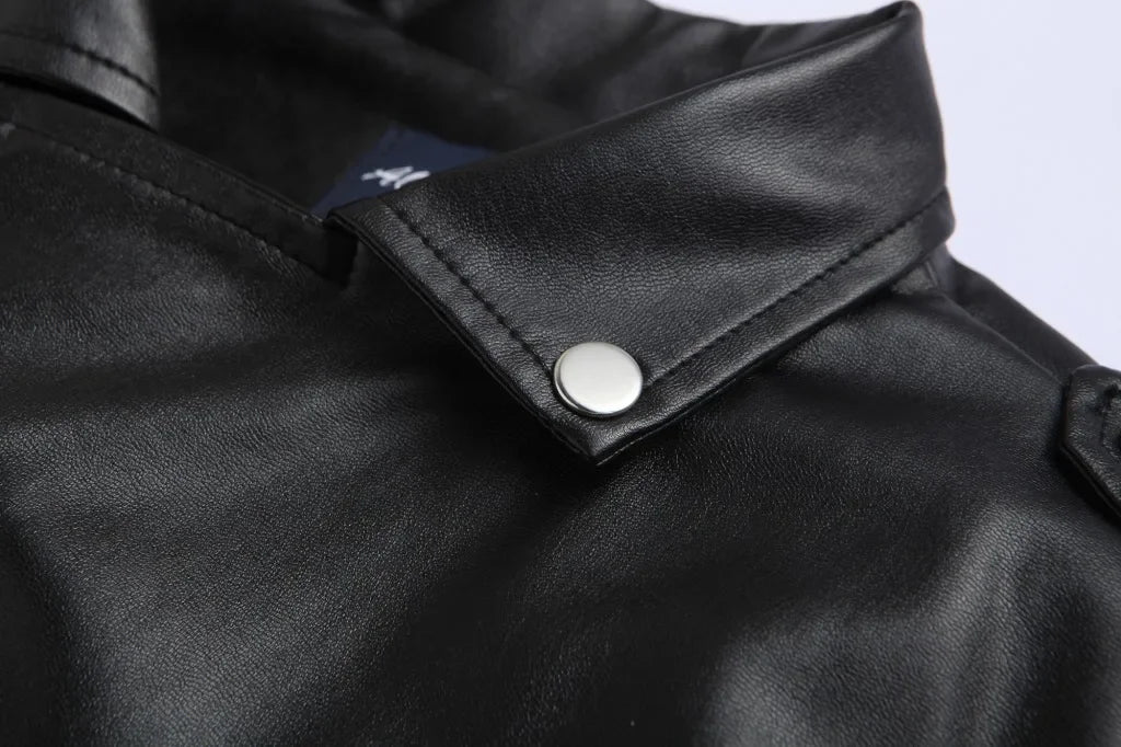 2026 Men's Biker Leather Jacket Large Size Stand Collar Zipper Colorful Jacket Youth Outerwear Casual Loose Fit Winter Coat
