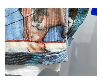 Original Jacket Korean Port Style Printed Lapel Coat Trend Casual Loose Coat Men's New China-Chic