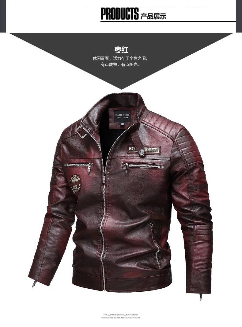 Men's Autumn Winter Men High Quality Fashion Coat Leather Jacket Motorcycle Style Male Casual Jackets For Warm Overcoat US Size