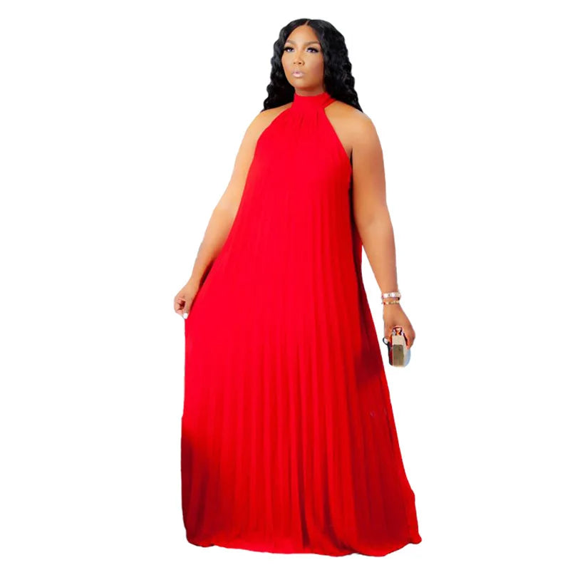 Wmstar Damen Übergröße Langarmkleid Ärmellos Bandage Neckholder Hohl Gesplitzt A-Linie Maxikleider Outfits Großhandel Dropshipping