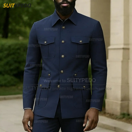 Latest Business Single Breasted Suit Sets For Men Brief Solid Prom Daily Suit Attire Smart Casual Texudos Formal  Evening Gowns