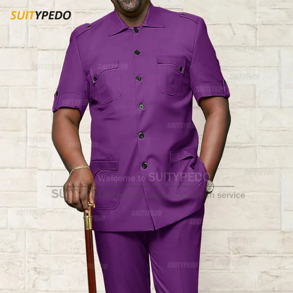Custom Men Suit Sets For Formal Party Africa Style Male Good Quality Blazer Pants 2 Pieces Business Meeting Slim Fit Costumes
