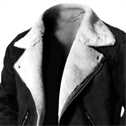 Winter Men's Fleece Jacket Casual Solid Thick Warm Loose Outwear Streetwear Male Turn Down Collar Zippers Coats Outdoor Jacket