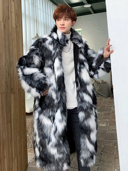 Autumn Winter Fur Coat Men's Warm Thick Parka Men Casual Long Maxi Man Streetwear Wild Loose Jacket Male Windbreaker Overcoat