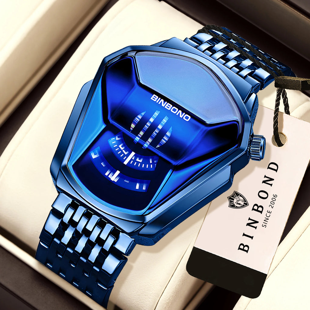BINBOND Iron Man Face Orginal Brand Quartz Watches For Man Luxury Waterproof Men's Watch Sturdy Reloj Free Ship