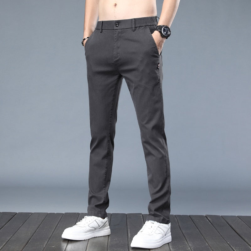 2022 New Men Casual Pants Spring Autumn Elastic Slim Straight Breathable Trouser for Men Daily Office Joggers Stretch Pants Male