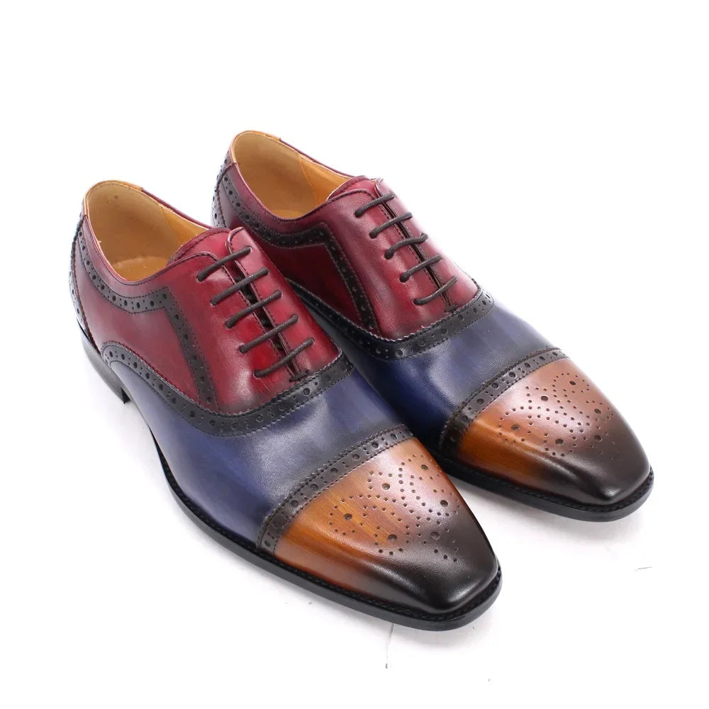 Men's Three Colors Oxford Shoes British Leather Dress Shoe Fashion Chelsea High-end Men Handmade Leather Shoes Zapatillas Hombre