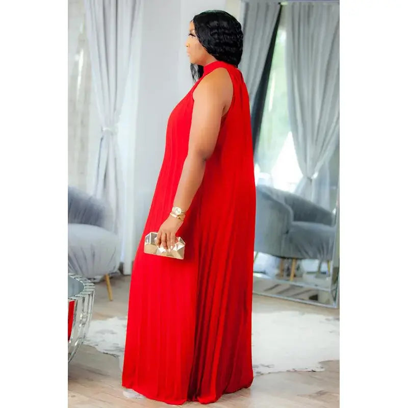 Wmstar Damen Übergröße Langarmkleid Ärmellos Bandage Neckholder Hohl Gesplitzt A-Linie Maxikleider Outfits Großhandel Dropshipping