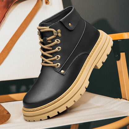 Man Elevator Oxford Chunky Shoes Men Chelsea Boots Leather Ankle Sneakers  Plus Size 37-48
