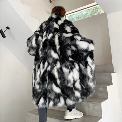 Autumn Winter Fur Coat Men's Warm Thick Parka Men Casual Long Maxi Man Streetwear Wild Loose Jacket Male Windbreaker Overcoat