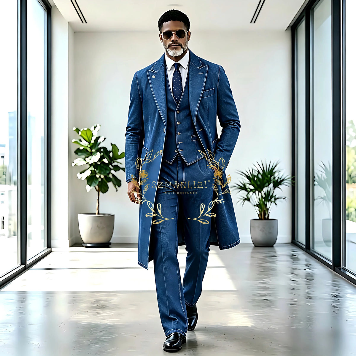 Men denim business suit alternate lifestyle