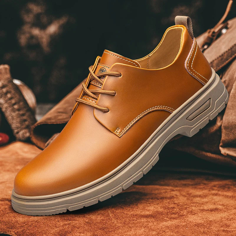 CLOHOO Handmade Men's Business Casual Shoes Comfortable Classic Lace-Up Work Shoes Fashionable Wedding Men's Footwear