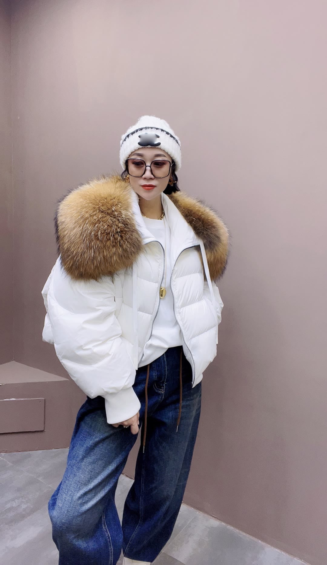 2023 Winter Puffer Jacket Women Large Real Raccoon Fur Collar Short Female Parkas Thick Warm 90% Goose Down Coat Loose