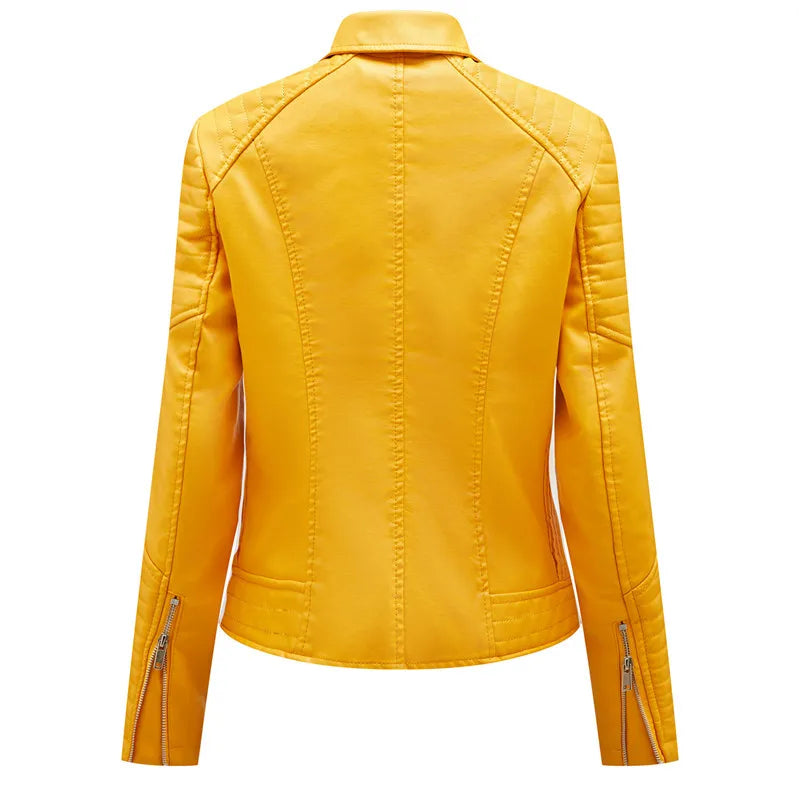 2026 New Fashion Women Faux Leather Jacket, Spring Autumn Zipper Casual Pu Coat, Female Biker Outerwear Ladies Clothes S-XXXL