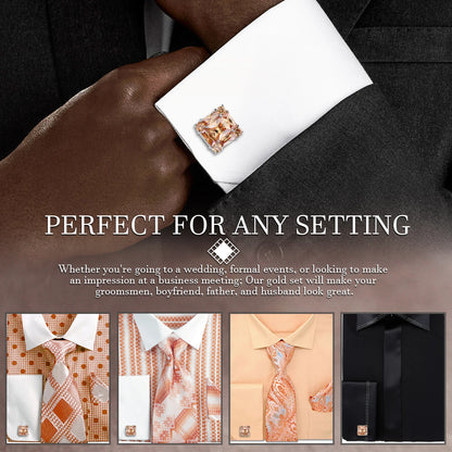 Trendy Cutting Zircon Cufflinks for Men High Quality Men's Clothing Accessories Everlasting Shine Jewelry Best Gifts for Wedding