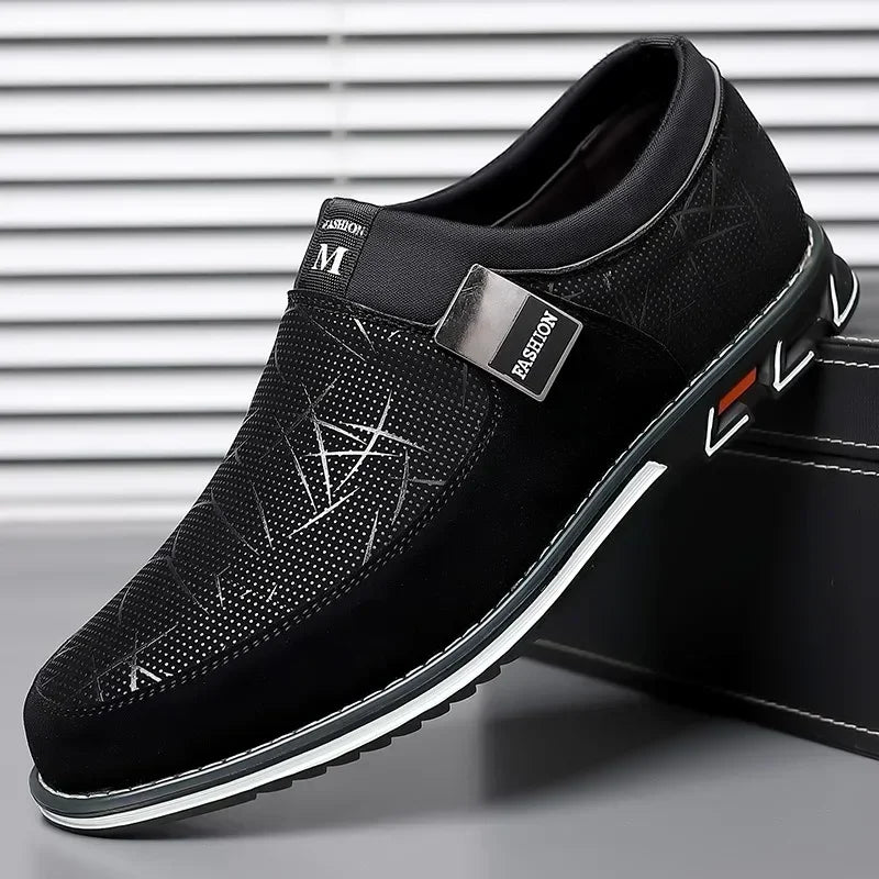 Black Casual Shoes for Men Classic Leather Shoes Elegant Mens Dress Shoes Stylish Soft-soled Business Lace-Up Office Men Shoes