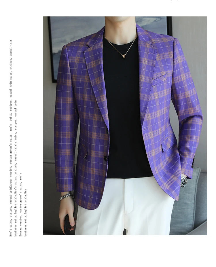 2024 New High-end Men's Two-button Suit Fashion Matching Handsome Casual Dating Slim Suit Single West Coat  Gucci Blazer Men