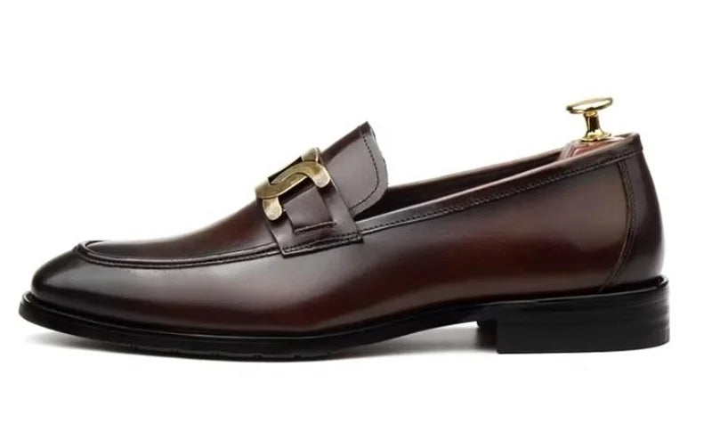 Hochwertige Metallschnalle Lederschuhe Für Herren Luxuriöse Slip-on Echtes Leder Business Formelle Schuhe Bräutigam Hochzeitsschuhe