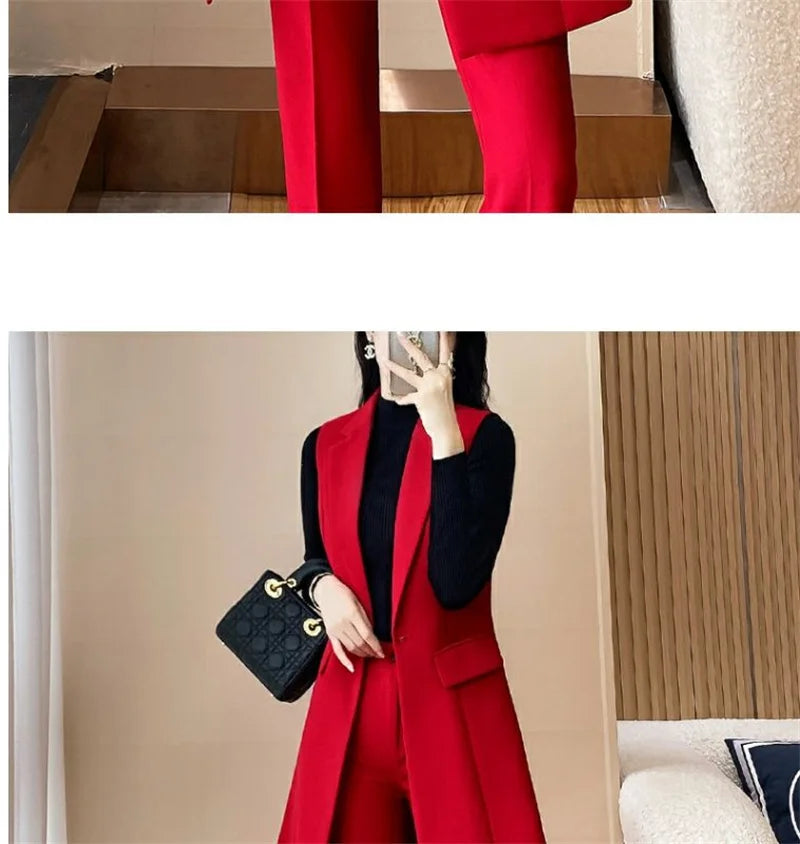 2024 New High-end Female Professional Suit Fashion Elegant Lady Sleeveless Vests Spring Autumn Women's Blazer Vest