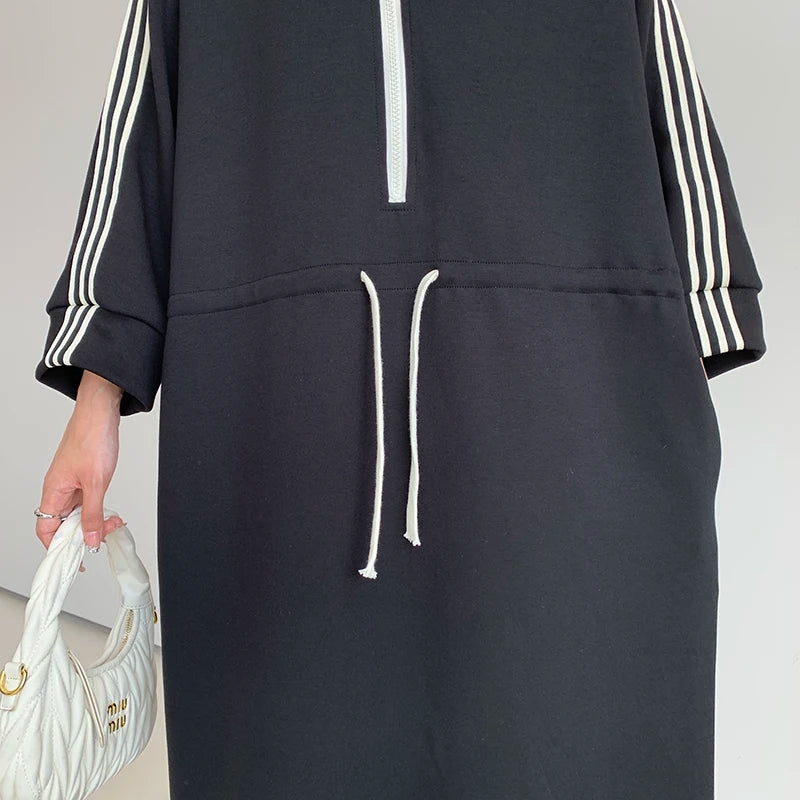 NYFS 2024 Autumn New Korea Woman Dress Vestidos Robe Elbise Loose Plus Size Letter Print Long Sleeve Long Dress