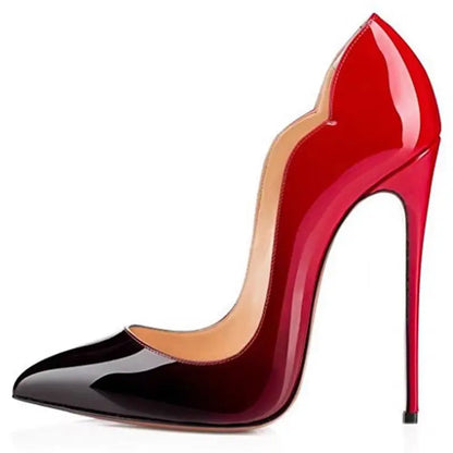 Black sexy high heels for women  new high-end super high heels 12cm pointed versatile professional red sole single shoes