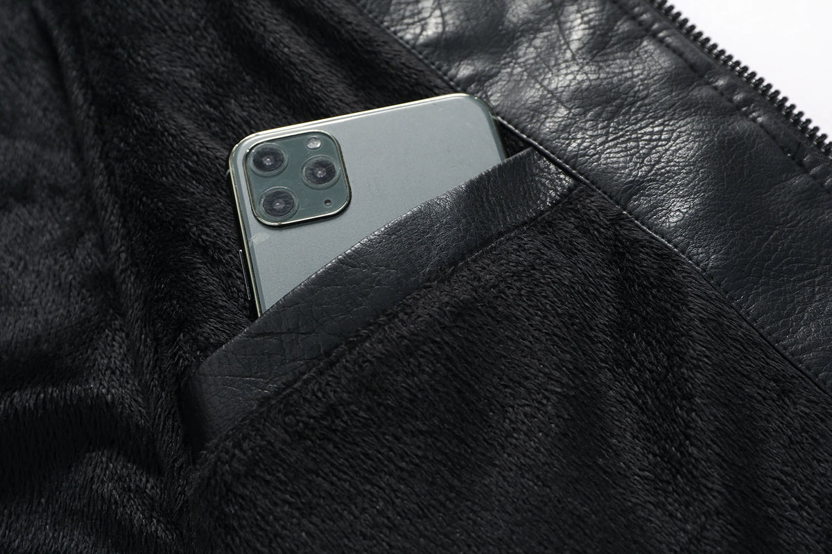 Men's PU Leather Coat Thickened Biker Jacket