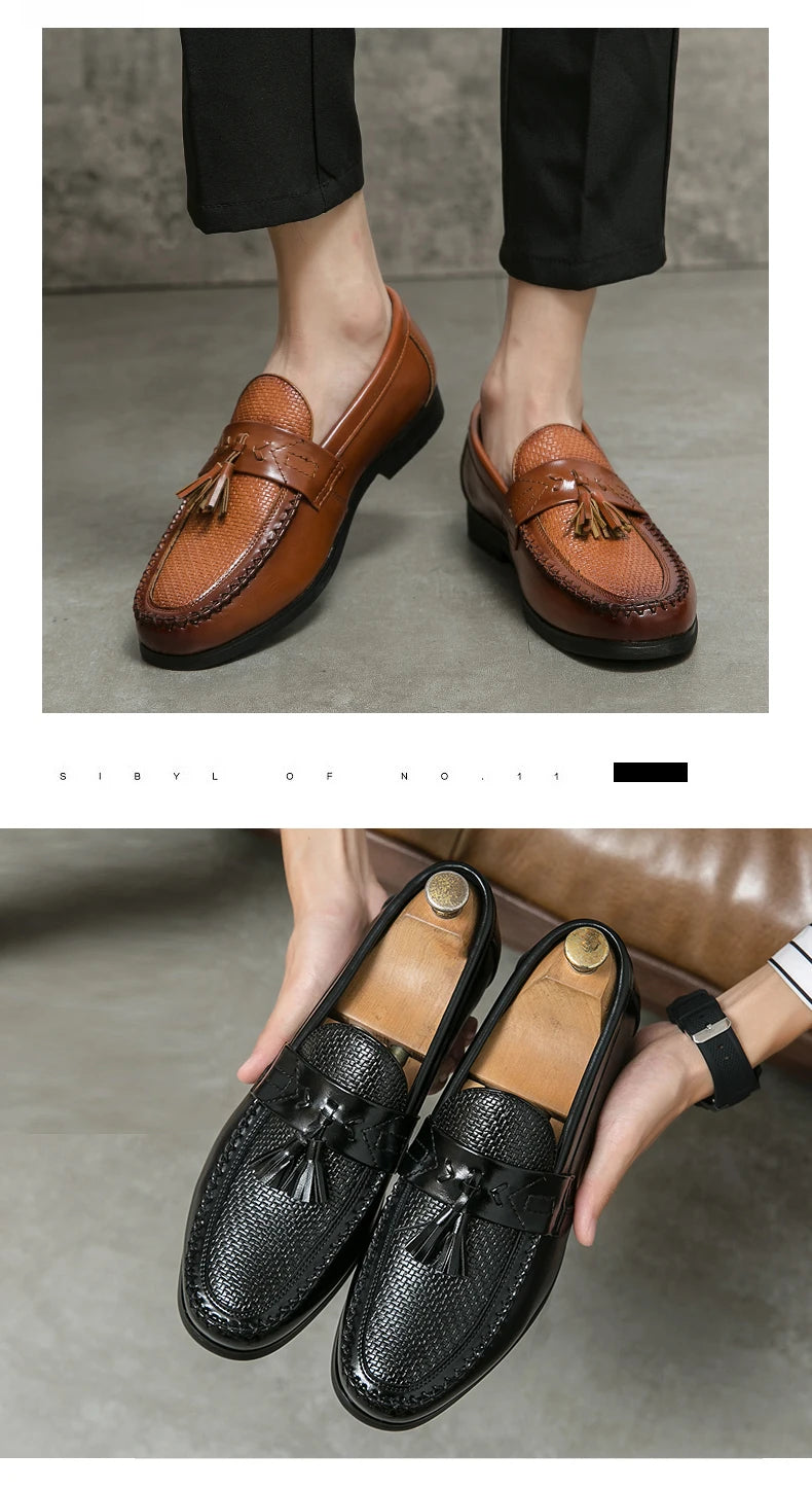 Herren Business Casual Schuhe Hochwertige Brogues Leder Loafers Gesellschaftliche Party Lederschuhe Herren Quasten Hochzeitsschuhe