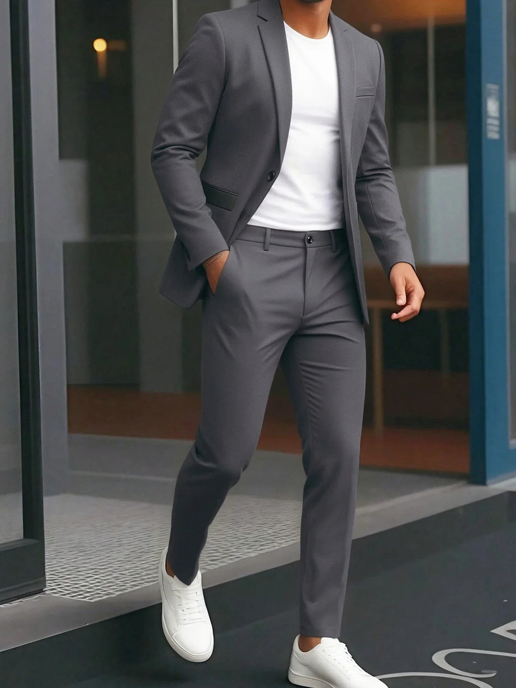 Men's 2-Piece Suit Set Fashionable Eveningwear Tuxedo Pants Ideal for Wedding Parties