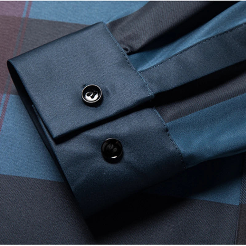 MLSHP Seamless Men's Dress Shirts Luxury Long Sleeve Seamless Business Casual Male Shirts Spring and Autumn Slim Man Shirts 4XL