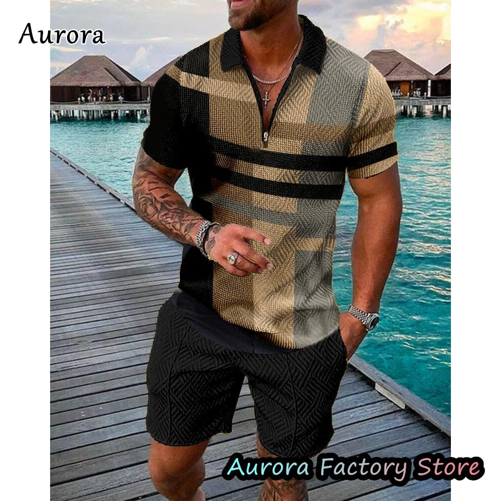 Luxury Men&#39;s Polo Set Summer Vintage Tracksuit Casual Stylish Outfit Male Polo Shirt Suit Hawaii Style Clothing New Streetwear