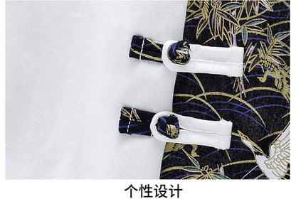 Summer Sets Men Fashion Print Short Sleeved Shirt Shorts Two-piece Men Chinese style Loose Set Mens Short Sets