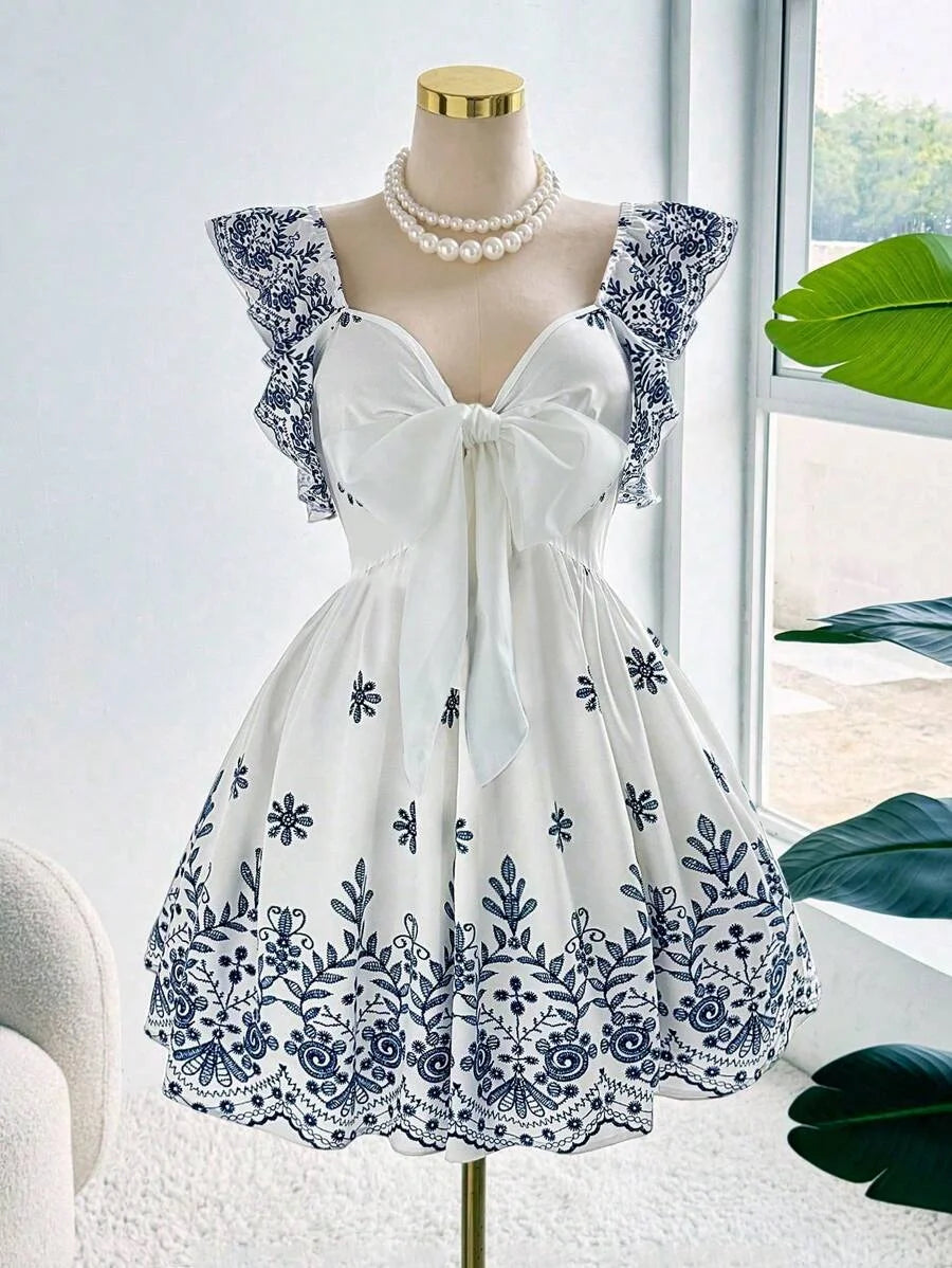 Große Größen Elegantes Kleid Modischer Ethno-Druck Raffinierte Handwerkskunst Stilvolles und Anspruchsvolles Drapiertes Design