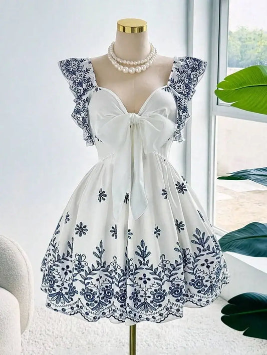plus Size Elegant Dress Fashionable Ethnic Print Gathering Craft Stylish And Sophisticated Draped Design