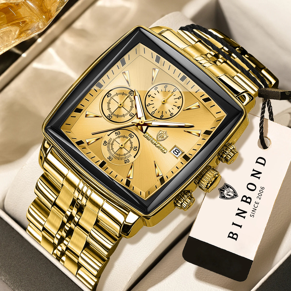 BINBOND Luxus-Quarzuhren für Herren mit automatischem Datum, Chronograph, leuchtend, wasserdicht, Herrenuhr, Business, Sport, Mode, Freizeit, Reloj