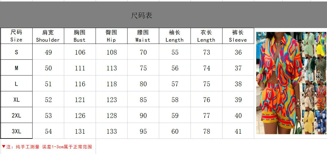 Plus Size 2Piece Outfit for Women Button Down Plaid Shirt Casual High Waist Shorts Set Summer Multi-Color Abstract Print Set