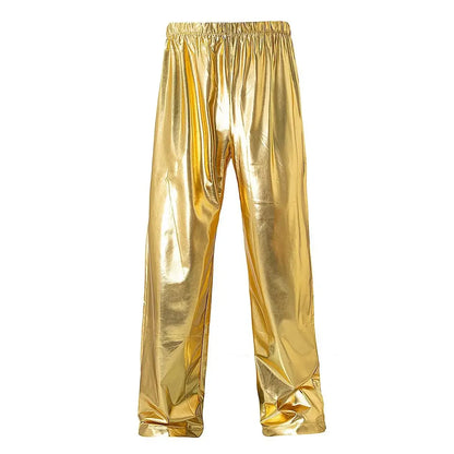 2026 New Men Green Shiny Trousers, Fashion Casual Pants, Gold, Red, Blue, Silver Available, Size S,M,L,XL,XXL,3XL