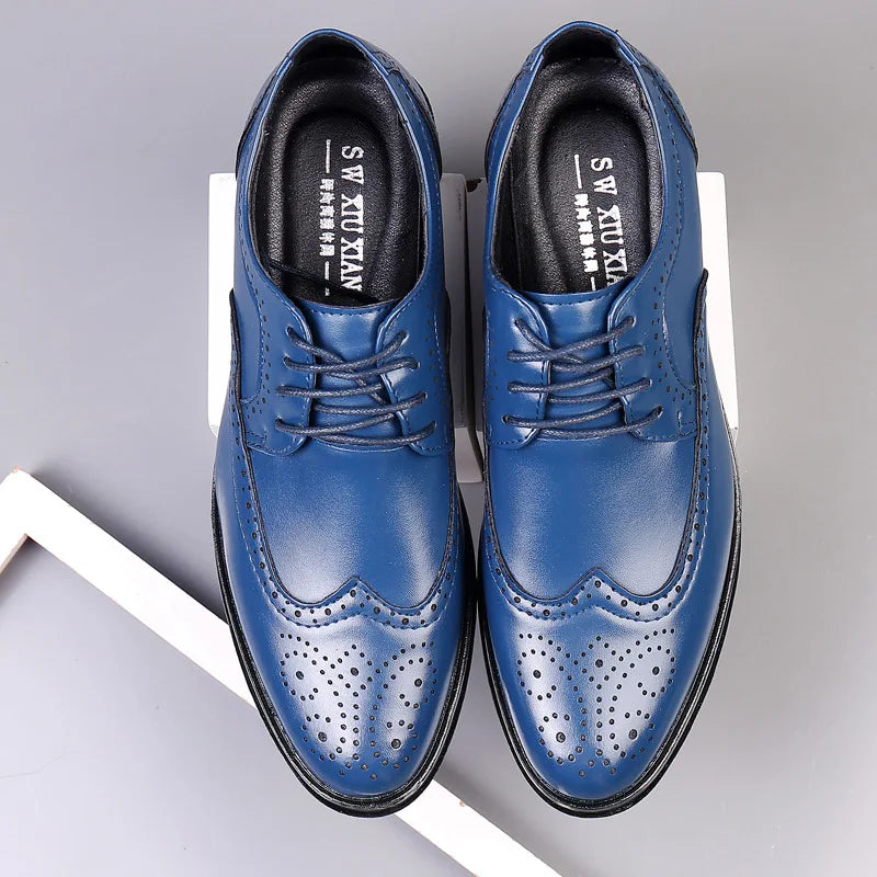 Herren Schnürschuhe Handgefertigt Brogue-Stil Party Lederschuhe Hochzeitsschuhe Herren Flats PU-Leder Business-Schuhe Atmungsaktive Business Loafers