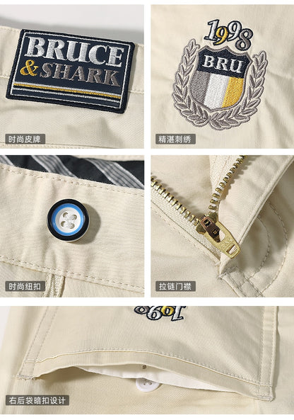 New Men's Pants Summer Casual Fashions Loose Straight Men's Trousers 97%cotton stretch Fabric big Size Bruce&amp;Shark